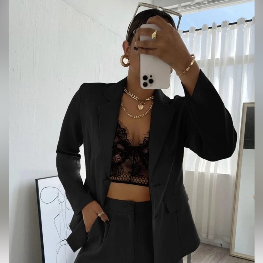 ZARA Black Studded Blazer size S